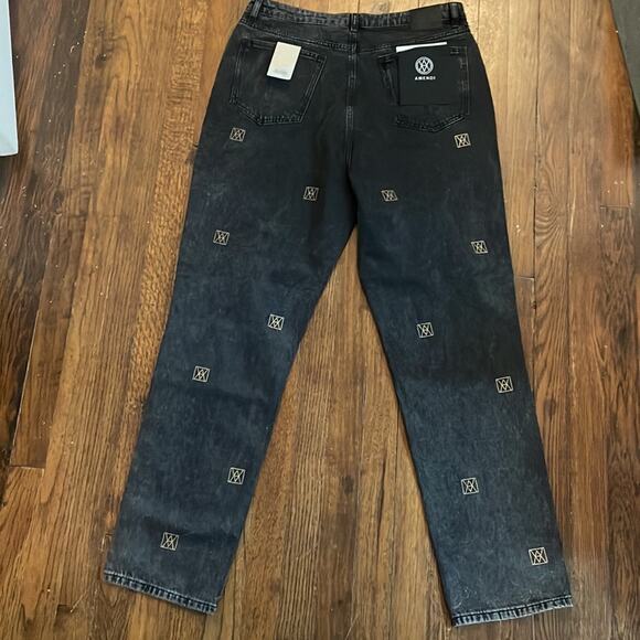 Amendi Jeans Black Logo High Waist Denim Size 32x32 New Retails $285 - Picture 8 of 11